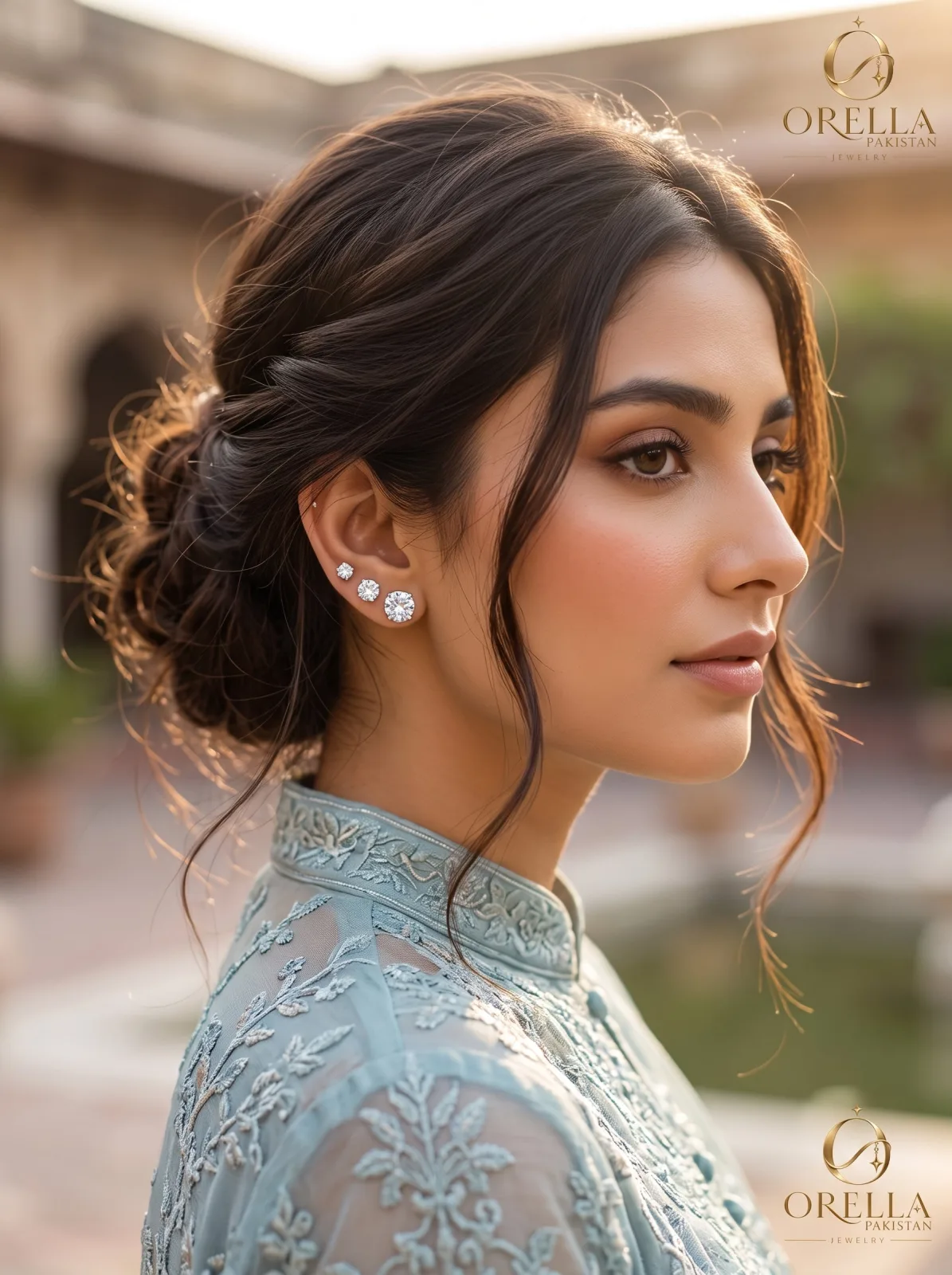 5 Pair Silver Zircon Stud Earrings Set – Graduated Round Studs