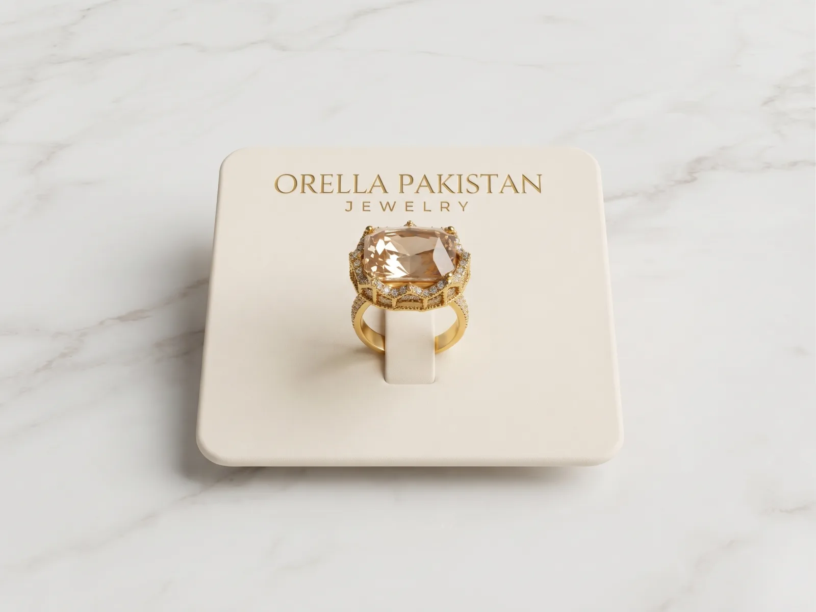 Quartz Gold Statement Ring | Orella Pakistan Jewelry