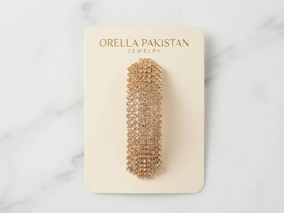 Luxury Gold Crystal Hair Clip | Orella Pakistan